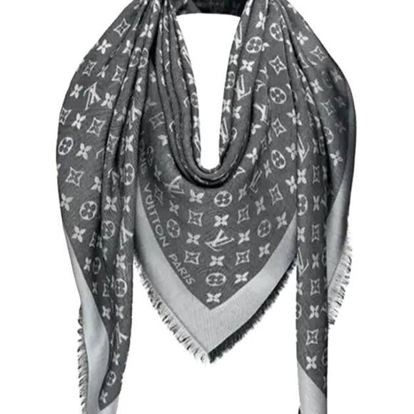 Louis Vuitton Silk Wool Monogram Denim Shawl Black - Picture 2 of 8